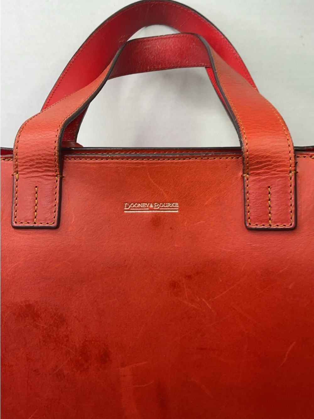Dooney & Bourke Orange Leather tote bag. - Picture 2 of 13